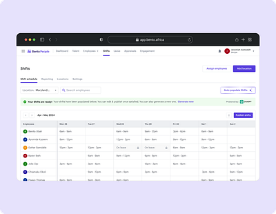 Shifts dashboard design ui ux