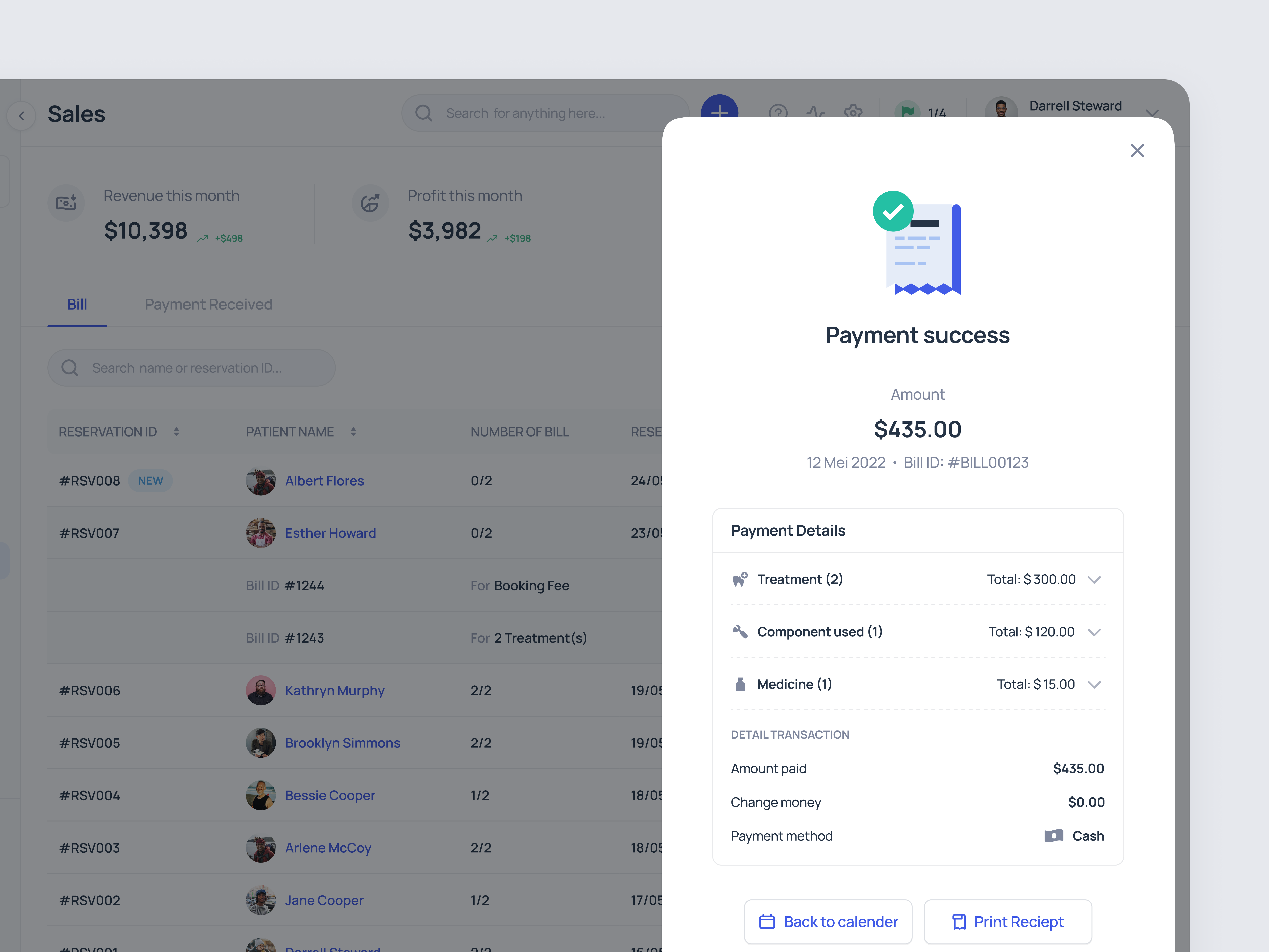 Zendenta - Payment Bill Success State - a SaaS of Dental Clinic clinic dental dentist design inspiration ehr emr health care hospital management pay bill product design saas saas dental success state ui ux web design