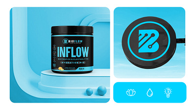 INFLOW Hydration Mix Branding & Packaging Design 3d realistic renders advertising brand identity branding label design logo design packaging packaging design product design product rendering social media