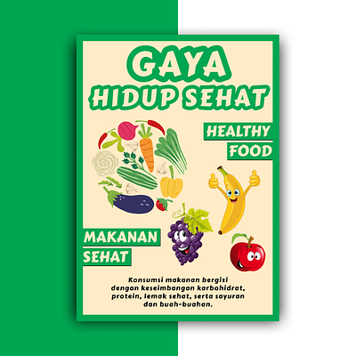 Healthy Food Design Poster color design food graphic design green healthy illustration layout poster scholl vector