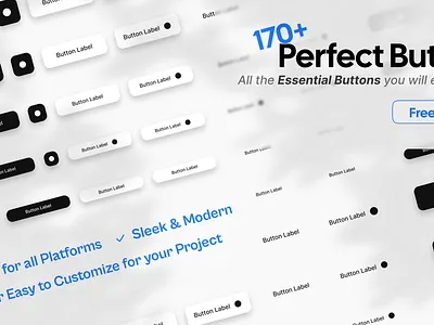 170+ Pixel Perfect Buttons | Free UI Kit for Figma button ui kit design resource design system desktop ui kit figma community figma ui kit free ui kit mobile ui kit ui kit ui resource ui ux design web ui kit