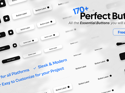 170+ Pixel Perfect Buttons | Free UI Kit for Figma button ui kit design resource design system desktop ui kit figma community figma ui kit free ui kit mobile ui kit ui kit ui resource ui ux design web ui kit