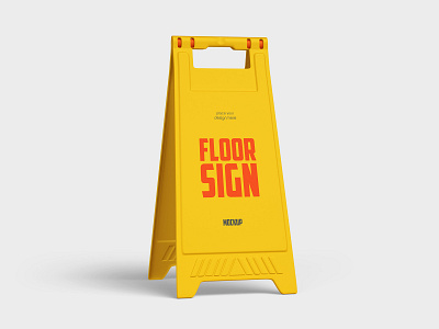 Floor Sign advertising board caution clean danger double floor floor sign hazard indoor logo message mockup mockups plastic sign slippery warning wet