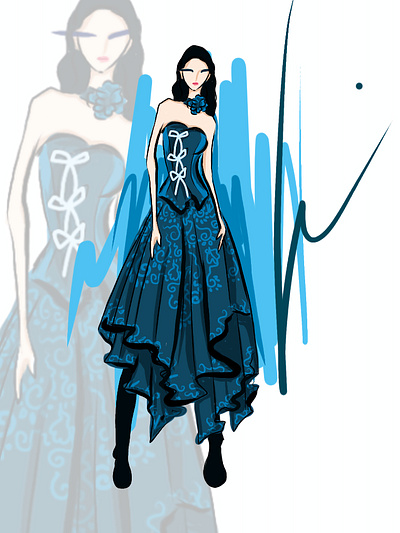 Fashion Illustration abstract branding coquette design digitalart dress fashion fashionillustration fashionsketch girl illustration sketch ui