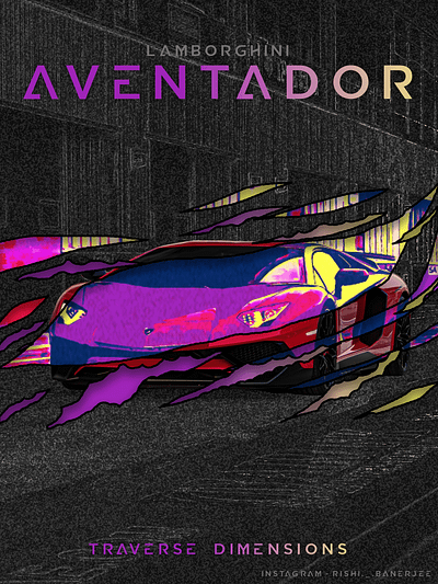 Lamborghini Aventador - Traverse Dimensions car design graphic design photoshop poster