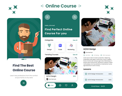 Online Course App Design app figma graphic design ui ux