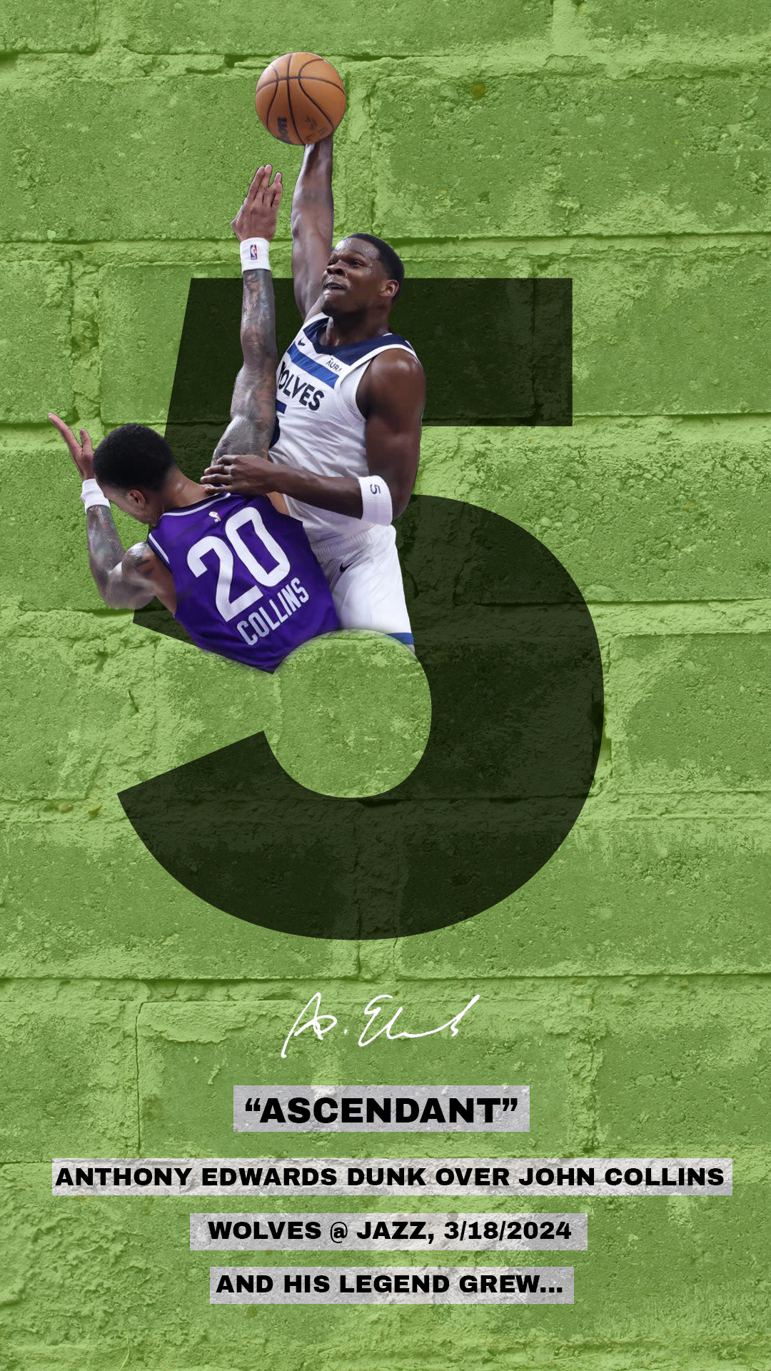 Ascendant anthony edwards basketball design nba poster sports timberwolves