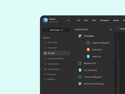 Endless IDE app design flat graphic design typography ui ux