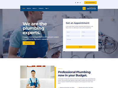 Plumbing Services Website Design | WordPress construction website handyman website home repair website landing page mechanic website plumber website plumbing website renovation website repair website riaad arif web web design web development webdesign website website design