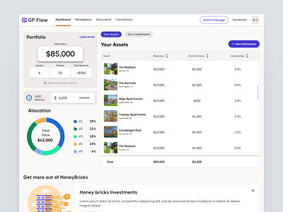 Custom Dashboard for an Online Investment Platform aesthetic clean dashboard design designer investment platform marketing neat online investment portal product design real estate ui usability ux ux experience web