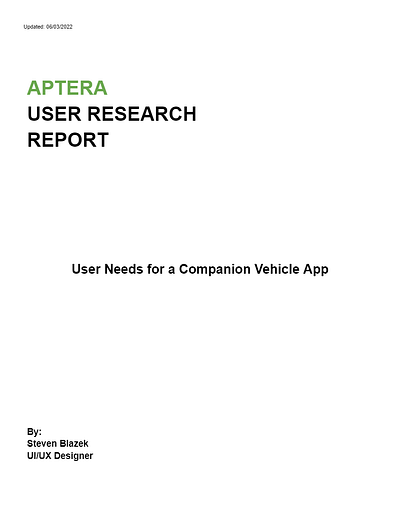 User Research Report - Aptera