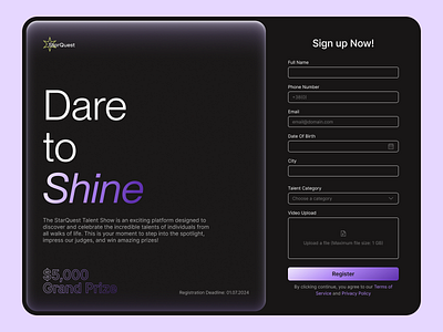 Dark Sign Up Page darkmode design signup signupform ui uiux web design