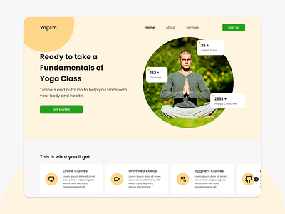 Yogam - Online Yoga Class Landing Page design landing page online class ui ux webpage yoga yoga landing page