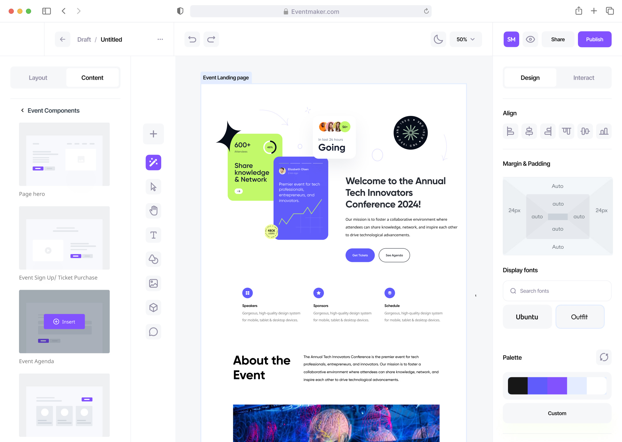 Event Maker - Page Builder design builder event event components event landing page framer page builder preset web builder web page maker webflow