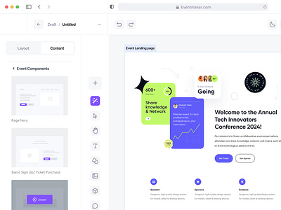 Event Maker - Page Builder design builder event event components event landing page framer page builder preset web builder web page maker webflow