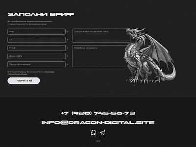 Brief & Footer | Dragon Digital agency button callback dark design digital dragon email footer form phone seo site social ui ux web web design web development white