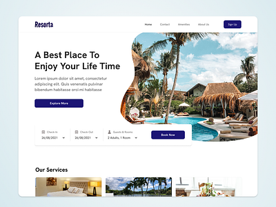 Resorta - Resort landing page design hotelsbooking landing page resort resort booking tour ui ux webpage