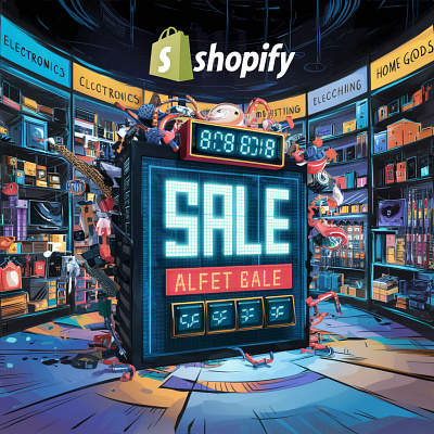 Shopify Online Store Illustration. branding design graphic design illustration tshirt vector