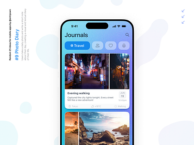 Photo Diary app app design figma ios iphone mobile ui