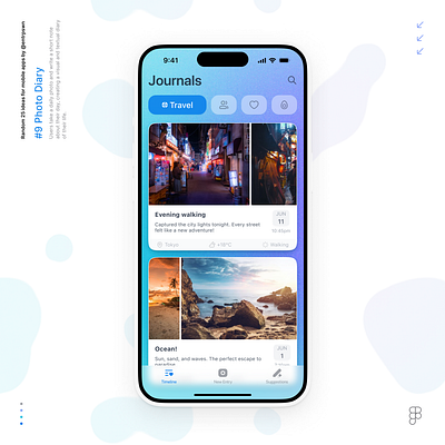 Photo Diary app app design figma ios iphone mobile ui
