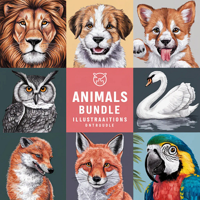 Animal Illustrations Bundle branding design graphic design illustration logo typography vector