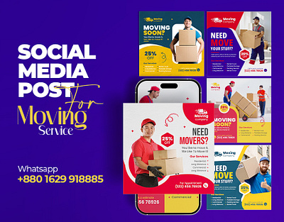 Social media post design Bundle for Moving service agency advertisement banner design branding flyer graphic design instagram post marketing mover moving service social media post