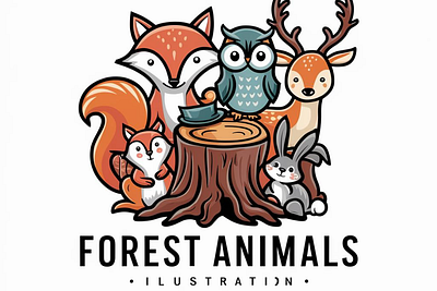 Forest Animals Logo Illustrations branding design graphic design illustration logo vector