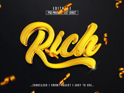 Rich'' Editable PSD Text Effect Style editable psd text gold rich text gold text effect golden psd text effect headline headline text luxury text new text rich 3d text effect rich text rich text psd text effect typo