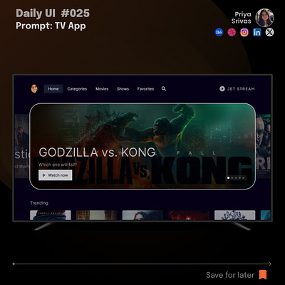 TV App UI design - Homepage dailyui design figma homepage tv ui