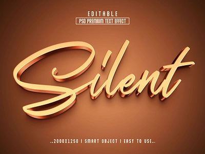 Silent'' Editable PSD Text Effect Style. editable text gold text luxury text effect new text pack psd effect psd silent text effect psd text silent 3d text silent text effect text effect trending text typo