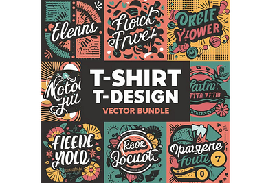 T-Shirt Design Vector Bundle! 7 Sets design graphic design illustration tshirt typography vector