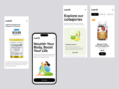 NutriX responsive interaction android app app design application application design design farmacy figma figma design health health app design illustration ios medicine mobile motion design responsive responsive design ui ux