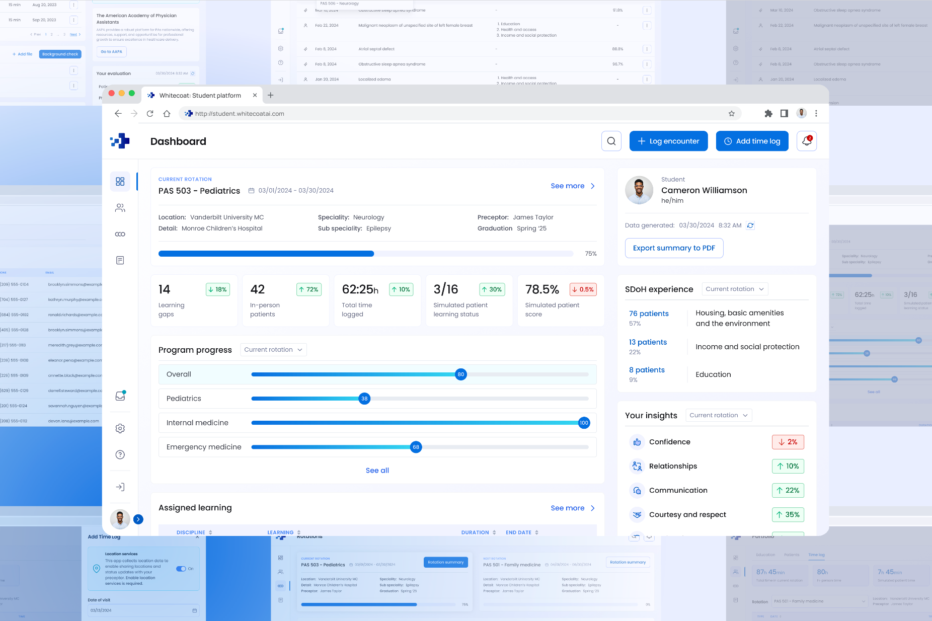 WhiteCoat AI - Healthcare Education Solution clinicallogging design desktop app digitallearning healthcare healthcareeducation healthteachsolutions healthtech medical medicaltraining studenttracking ui ui design ux