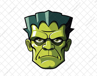Frankenstein's Squarehead Monster cartoon frankenstein green head monster square