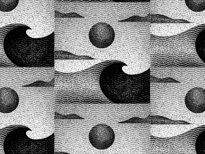 Grayscale Textured Wave black black and white color design drawing environment gray grayscale grey greyscale illustration landscape monotone one procreate series texture wave waves white