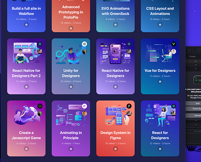 Courses Cards Design / UI appdesign design illustration ui ux website