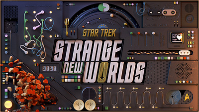 Star Trek: Strange New Worlds 3d control panel device logo machine motion render retro space typography