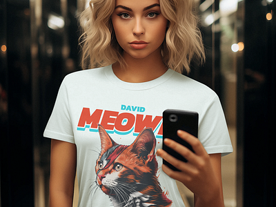 David Bowie T-shirt Design Inspired ai cat cute davidbowie design graphic design illustration inspired tshirt typography