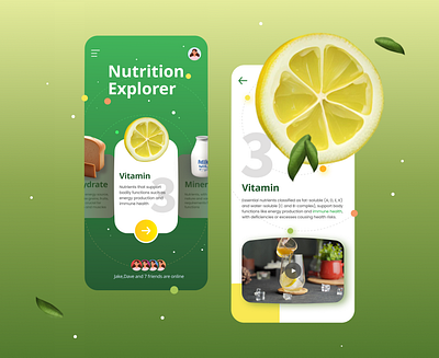 Nutrition Explorer mobile app UI concept 3d appdesign appui graphic design inspiration inspirations mobiledesign ui uidesigner ux uxdesigner