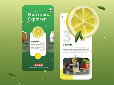 Nutrition Explorer mobile app UI concept 3d appdesign appui graphic design inspiration inspirations mobiledesign ui uidesigner ux uxdesigner
