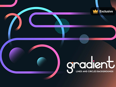 Gradient Lines and Circles Background Set abstract backdrop background black background bright circles composition creative curved decoration dots futuristic geometric gradient illustration lines modern shapes twisted wallpaper
