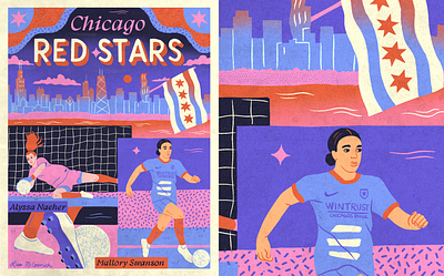 Chicago Red Stars Illustration and close up athlete branding chicago competition design futbol game illustration lettering match nwsl olympics player red stars soccer sports stadium uswnt womens soccer