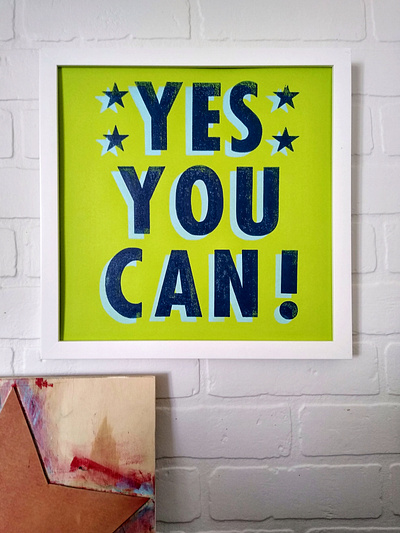Yes You Can - Drop Shadow Letterpress Print Series design graphic design illustration letterpress limited edition relief print relief printing typesetting typography