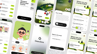 Golf App UI/UX Branding app ball branding cards design game golf illustration iphone login mobile onboarding product sign up simulator sports ui ux