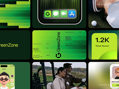 Golf App Branding Kit add animation app bento box brand branding color community friend friends green motion typography ui ux