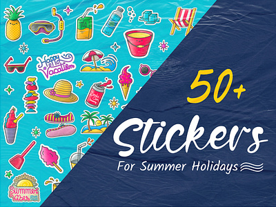 Stickers Bundle For Summer Holidays Printable & Digital animation beach bundle calligraphy gifs holidays ice cream illustration lettering motion graphics pack pineapple soda sticker stickers summer sun vacation vector vibes