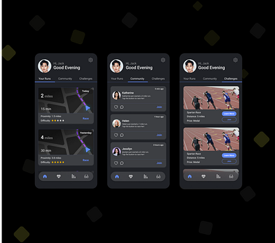 Fitness App appdesign dark mode fitness mobile design uiux