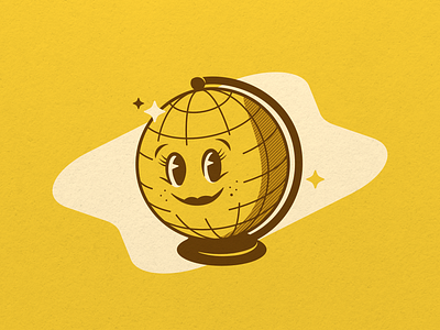 Goldie Globe globe gold illustration illustrator retro vintage yellow
