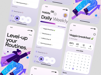 Habitio - Habit Tracker App app app design daily goal setting habit habit app habit building habit tracker habit tracker app habitio life tracker mobile mobile design productivity routines self balance self improvement