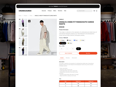 Urbanelegance - Detail Product Page clean design detail product ecommerce fashion landing page page product ui ui design web design website